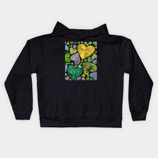 Hearty heart (golden yellow on black) Kids Hoodie